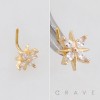 CELESTIAL MULTI MARQUISE CUT CZ FLOWER POLISH 316L SURGICAL STEEL L-SHAPE NOSE RING